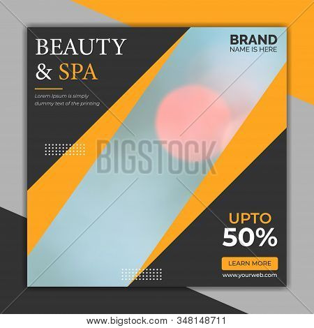 Beauty and Spa social media post template,  Promotional square web banner for social media. Elegant sale and discount promo. - Vector.