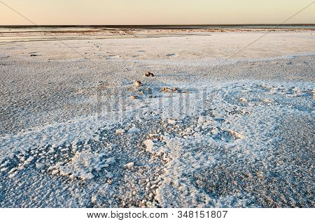 Lake Eyre Salt Crust In Morning Light