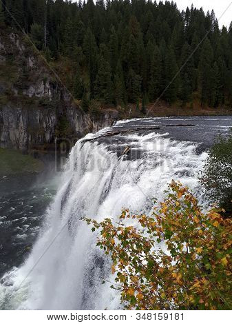 Beautiful Meza Falls In Wyoming In The Autumn