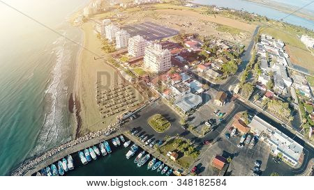 Astonishing Drone Photo Of Resort Town Landscape, Larnaca Seashore Aerial View
