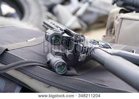 Modern Ar15 Rifle With A Sight Aim