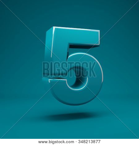 Aqua Menthe 3d Number 5. 3d Rendering. Best For Anniversary, Birthday Party, Celebration, Advertisin
