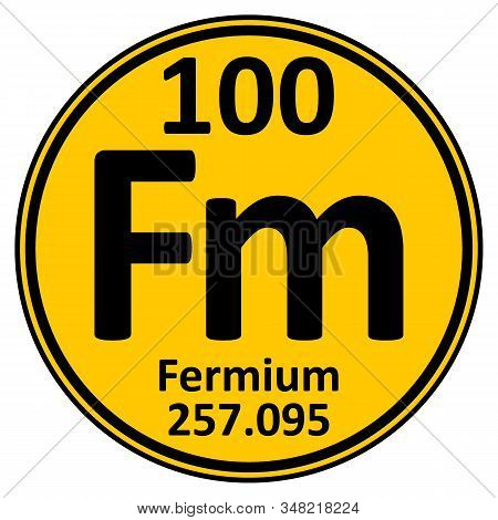 Periodic Table Element Fermium Icon On White Background. Vector Illustration.