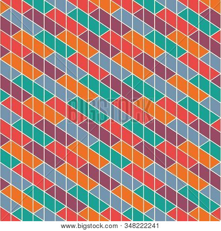 Rectangular Interlocking Blocks Wallpaper. Parquet Background. Seamless Surface Pattern Design With 