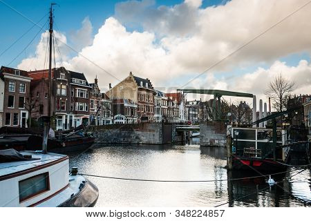 Photo Of The Historic Delfshaven With Beautiful Colored Clouds In Rotterdam, And Is The Birthplace O