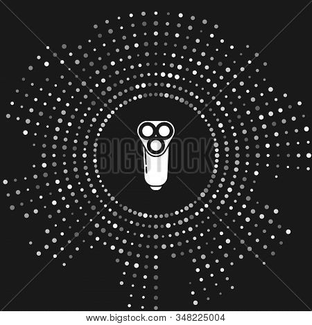 White Electric Razor Blade For Men Icon Isolated On Grey Background. Electric Shaver. Abstract Circl