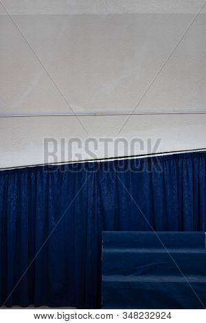 White-blue Abstract Background, Blue Curtains And White Wall