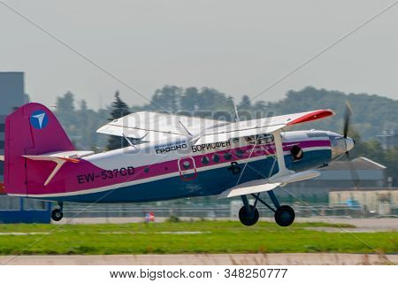 August 30, 2019. Zhukovsky, Russia. Light Multi-purpose Aircraft Antonov An-2-100 At The Internation