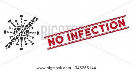 Mosaic Disinfect Coronavirus Icon And Grunge Stamp Seal With Red No Infection Phrase Between Double 