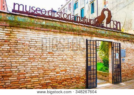 Venice, Italy - November 02 2018: Museo Di Storia Naturale (natural History Museum) Located On The G