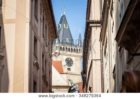 Clock Tower Of Old Town Hall, A Major Landmark Of Prague, Czech Republic, Also Called Staromestska R