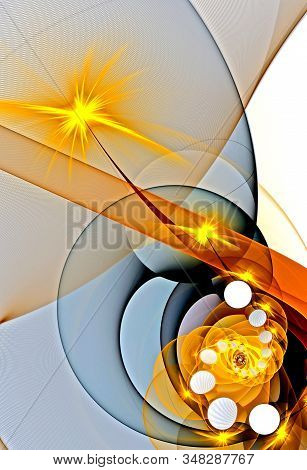 Abstract, Fractal, Computer-generated Image Of Multi-colored Geometric Shapes, Curves And Lines Rese