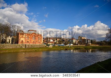 Uzhhorod, Ukraine - January 29, 2020: Facade Of A Historic Building Synagogue In Uzhhorod, Ukraine