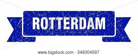 Rotterdam Ribbon. Blue Rotterdam Grunge Band Sign