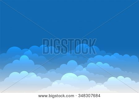 Blue Sky With Shiny Clouds Background Design