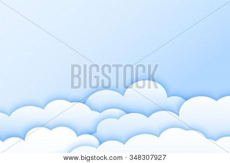Light Color Clouds Background In Papercut Style