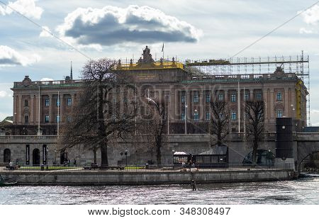 April 22, 2018, Stockholm, Sweden. The Building Of The Riksdag - The Swedish Parliament In Stockholm
