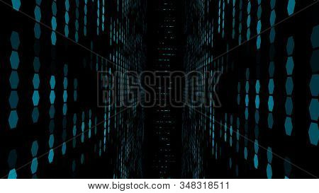 Vertical Portal With Blue Hexagonal Dots