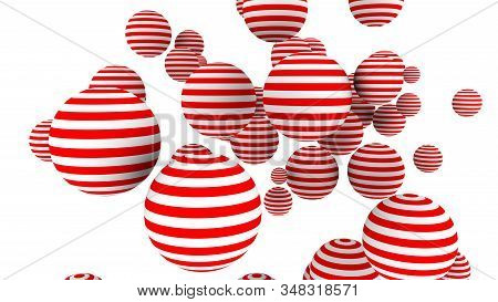 Flying Red And White 3D Spheres