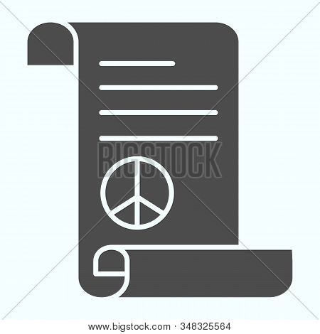 Peace Treaty Solid Icon. Document With Peace Symbol Vector Illustration Isolated On White. Pacific S