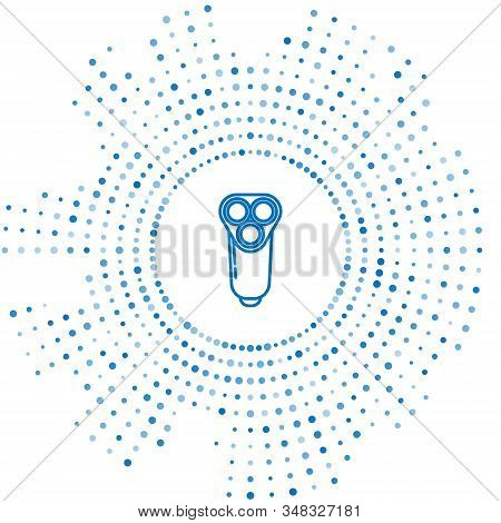Blue Line Electric Razor Blade For Men Icon Isolated On White Background. Electric Shaver. Abstract 