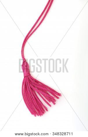 Pink Silk Tassel Isolated On White Background For Creating Graphic Concepts