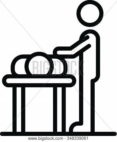 Masseur At Work Icon. Outline Masseur At Work Vector Icon For Web Design Isolated On White Backgroun