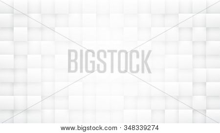3d Tetragonal Blocks High Technology Minimalist White Abstract Background. Science Tech Squares Grid