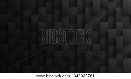 Minimalist Black 3d Rectangle Blocks Conceptual Tech Dark Gray Abstract Background. Science Technolo