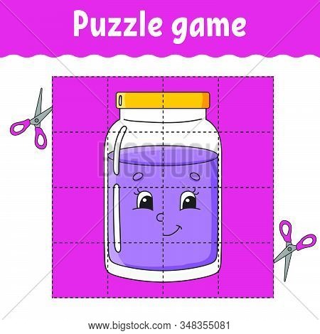 Puzzle Game For Kids. Education Developing Worksheet. Glass Jar. Learning Game For Children. Color A