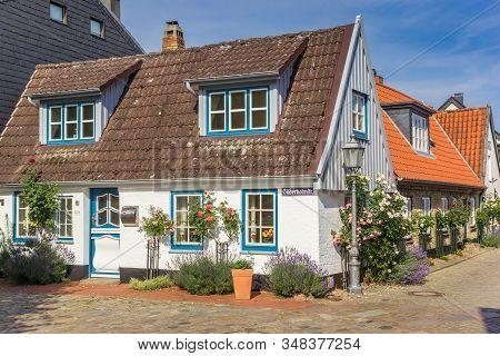 Schleswig, Germany - June 25, 2019: Little White House In Holm Fishing Village In Schleswig, Germany