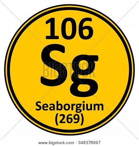 Periodic Table Element Seaborgium Icon On White Background. Vector Illustration.
