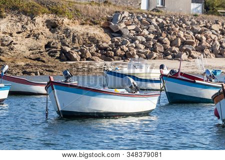 Boats At Anchor In Le Loch Harbor In Primelin