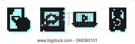 Set Line Online Play Video, Casino Chip And Playing Cards, Picture Landscape And Stereo Speaker Icon