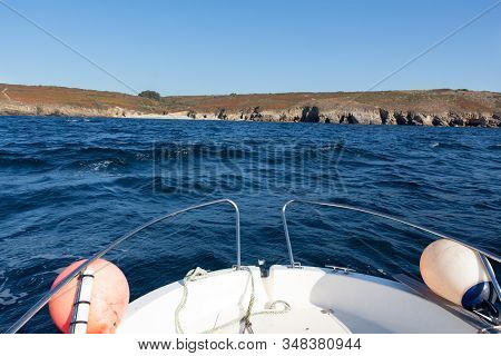 Prow Of A Boat In Front Of Coast In Brittany