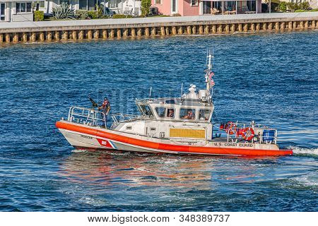 Fort Lauderdale, Florida - February 17, 2018: The United States Coast Guard Is The Coastal Defense A