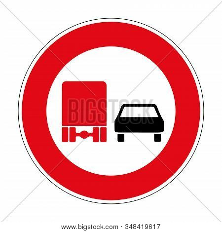 Prohibition Of Overtaking For Vehicles Over 3.5 Tons. Overtaking For Trucks Is Prohibited. Road Sign