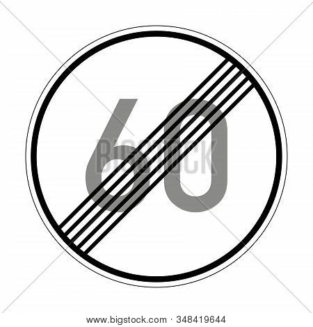 End Of The Allowed Maximum Speed. End Of The Restriction Zone. Road Sign Of Germany. Europe. Vector 