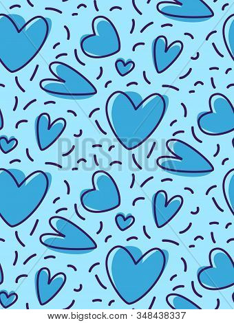 Stylish Drawings Of The Heart. Contour Hearts. Seamless Pattern. Vector Illustration