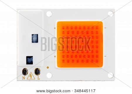 220v Led Cob Chip On Board Unit Isolated In White Background In Flat Lay Perspective