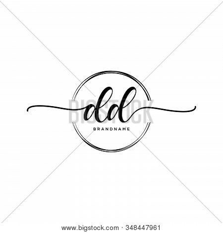 Dd Initial Handwriting Logo With Circle Template Vector.