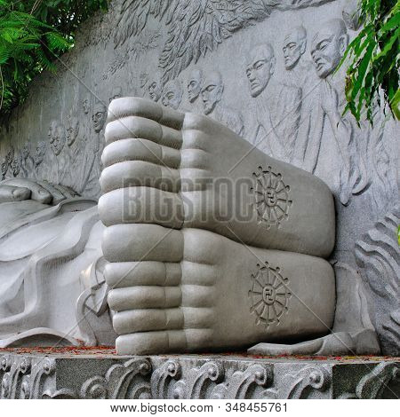 Heels Of The Statue Of The Lying Buddha At The Long Son Complex, Nha Trang, Vietnam