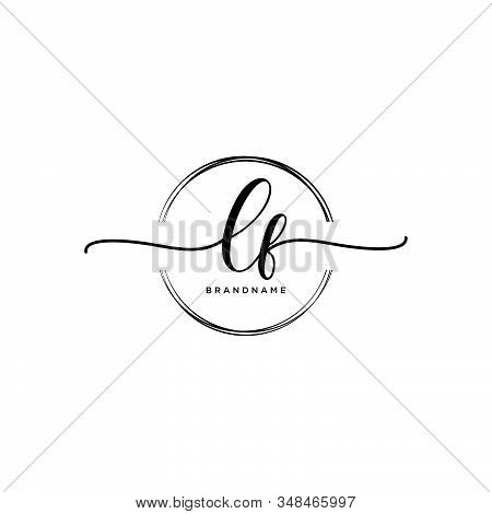 Lf Initial Handwriting Logo With Circle Template Vector.