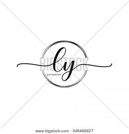 Ly Initial Handwriting Logo With Circle Template Vector.
