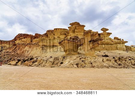 View Of The Erosions Of Bolnuevo, Las Gredas, Mazarron. Murcia, Spain