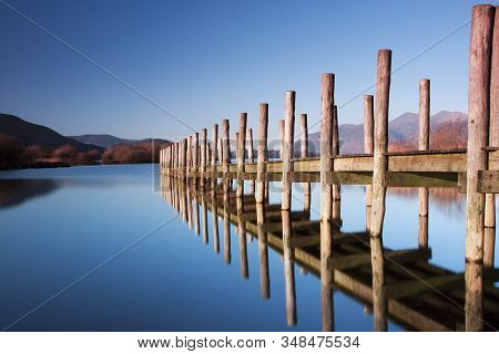 Lodore Landing Stage.  The Landing Stage Is Situated On The Southern Edge Of Derwentwater In The Eng