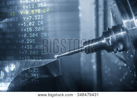 The Abstract Scene Of 5-axis Cnc Milling Machine  Cutting The Aluminum Automotive   Parts By Solid B