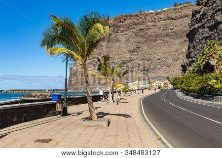 Tazacorte Beach With Black Lava Sand At La Palma Island, Canary Island, Spain.