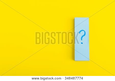 Question Mark Poster.  Written Reminders Tickets Isolated On Yellow Background. Dilemma Concept