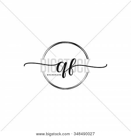 Qf Initial Handwriting Logo With Circle Template Vector.